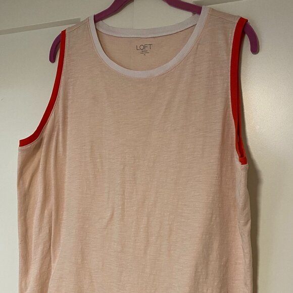LOFT Outlet Sleeveless Shirt - Pink Ringer Tank Top Tee - Colorblock W Size XL - Picture 3 of 4